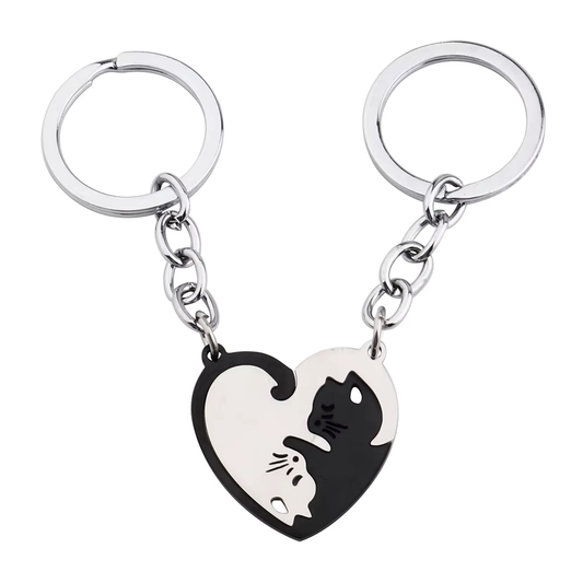 Heart Shaped Cat Keyring